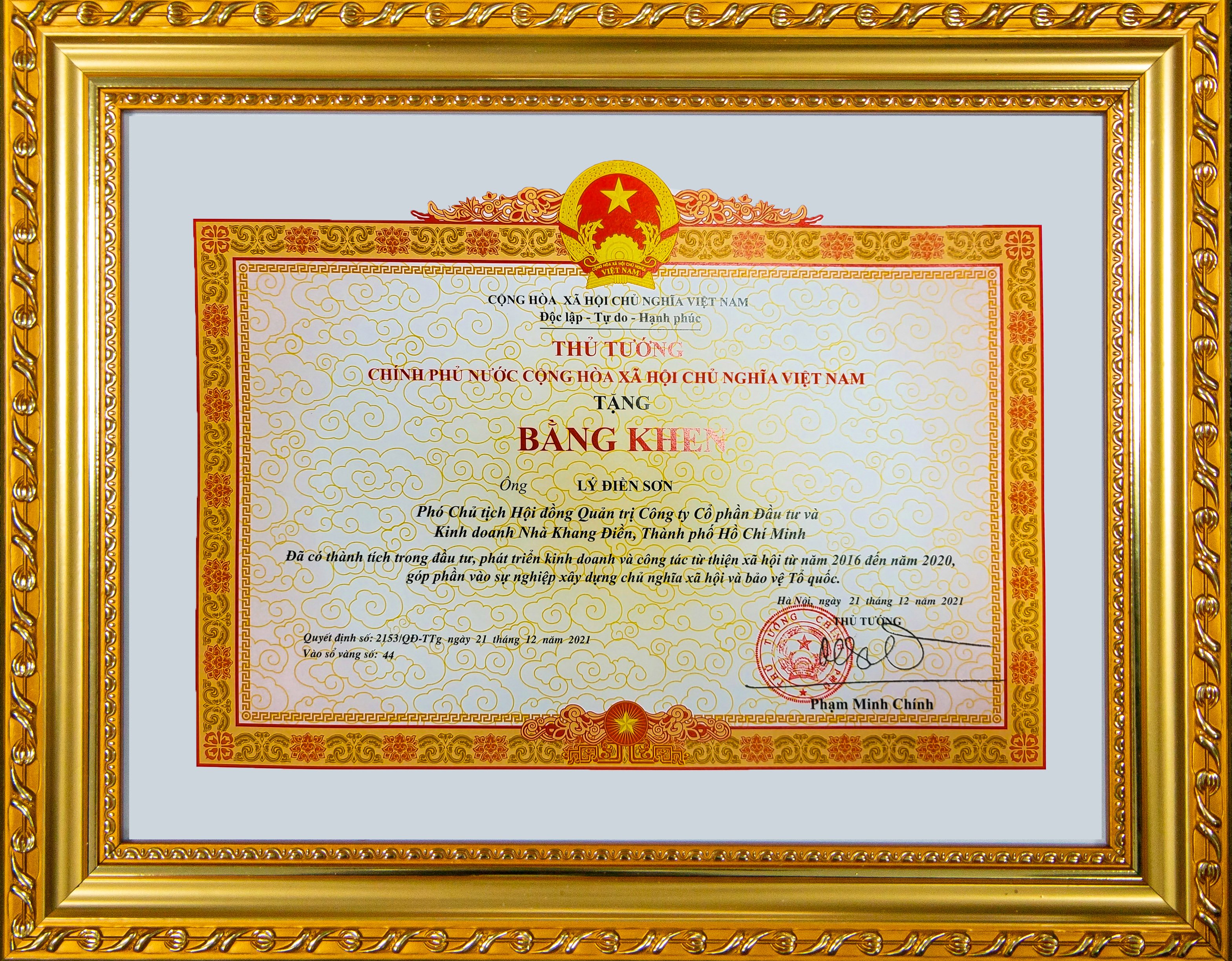 Merit from Vietnamese prime minister