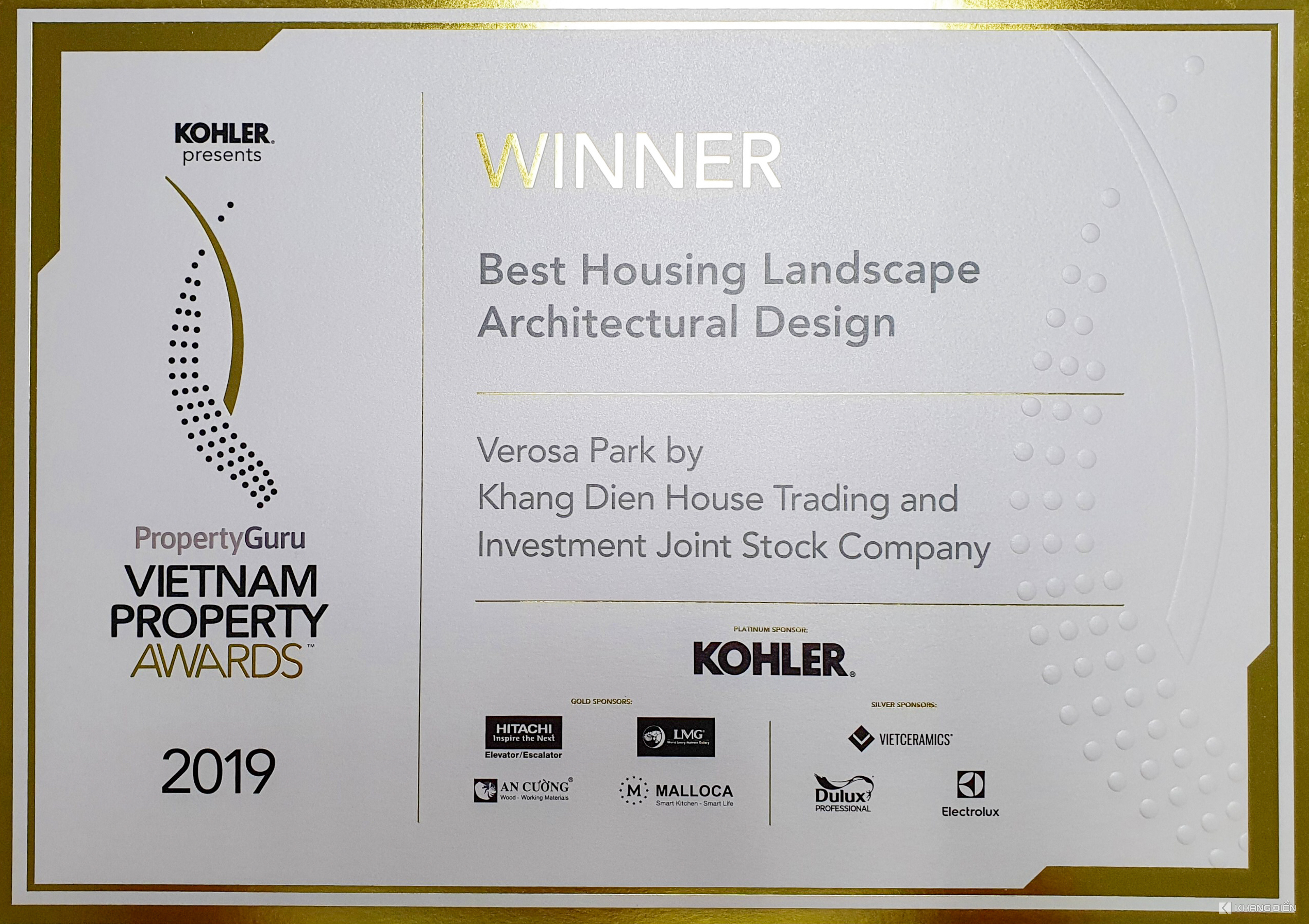 BEST HOUSING LANDSCAPE ARCHITECTURAL DESIGN - VIETNAM PROPERTY AWARDS 2019