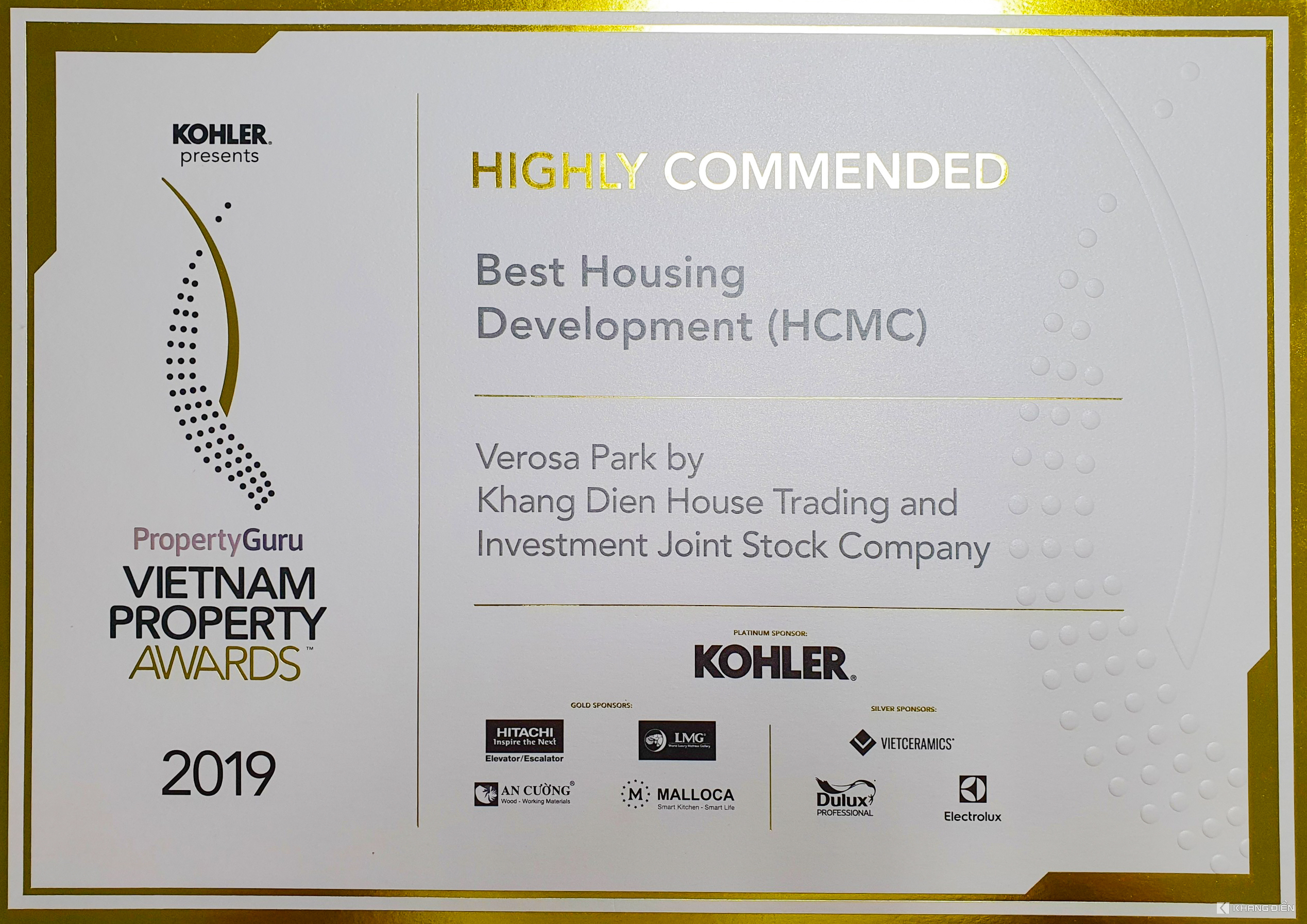 HIGH RECOMMEND BEST HOUSING DEVELOPMENT (HCMC) - VIETNAM PROPERTY AWARDS 2019